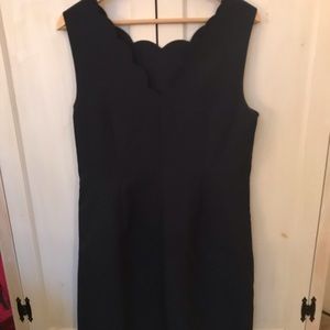 J. Crew scalloped navy sheath dress